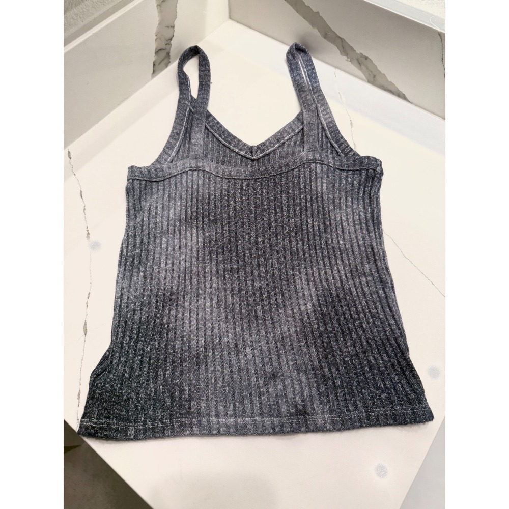 American Eagle Soft & Sexy Ribbed Tank Top Gray Acid Wash V-Neck Camisole Small - Picture 5 of 6